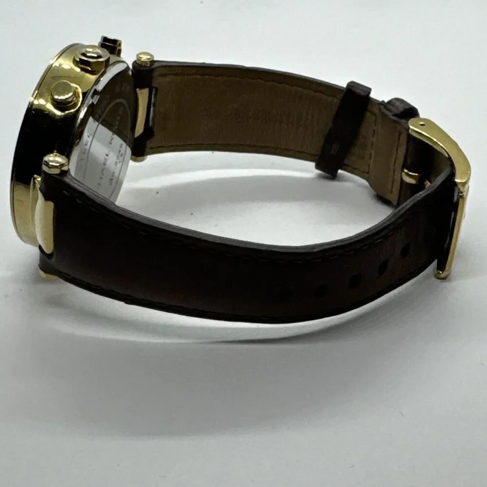 Michael Kors MK2249 Women's Brown Leather Gold Analog Dial Quartz Watch JNA626